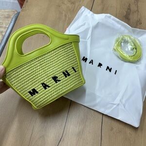 Marni Lime Green Woven Tote